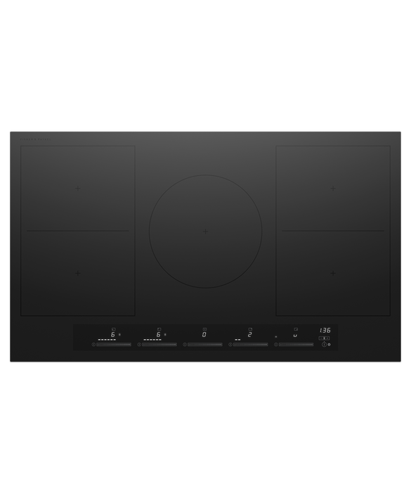 Fisher & Paykel 36" Series 7 5-Zone Induction Cooktop, 2 SmartZones, Black Glass – CI365ZZDTB5