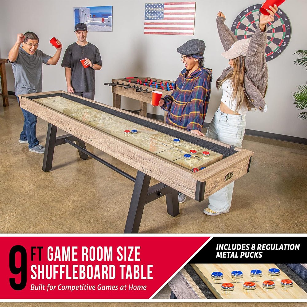Gosports Premium Shuffleboard Table Set For Game Rooms With Pucks, Wax, And Brush, 9FT (96275134)