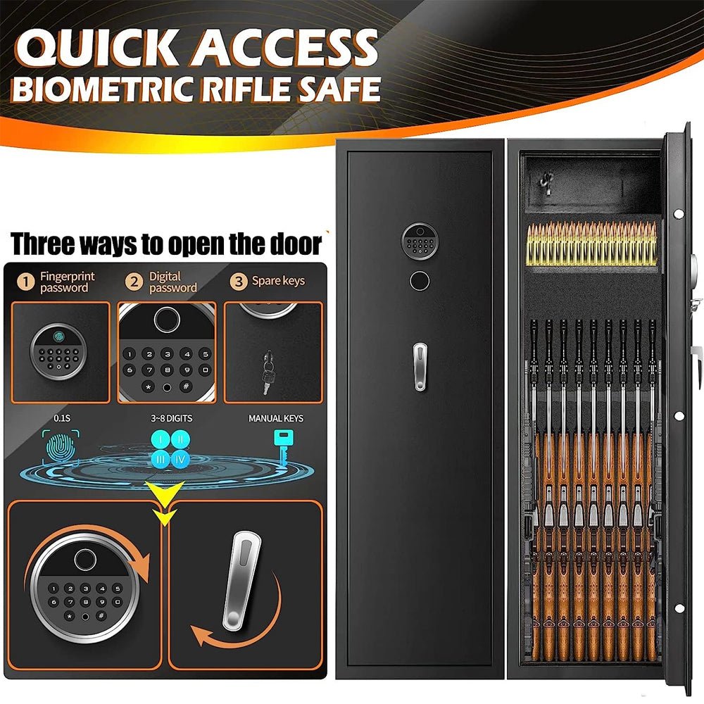 57" Heavy Duty Anti-Theft Fireproof Biometric Gun Rifle Pistol Safe For Home, 11-12 Guns (97253186)