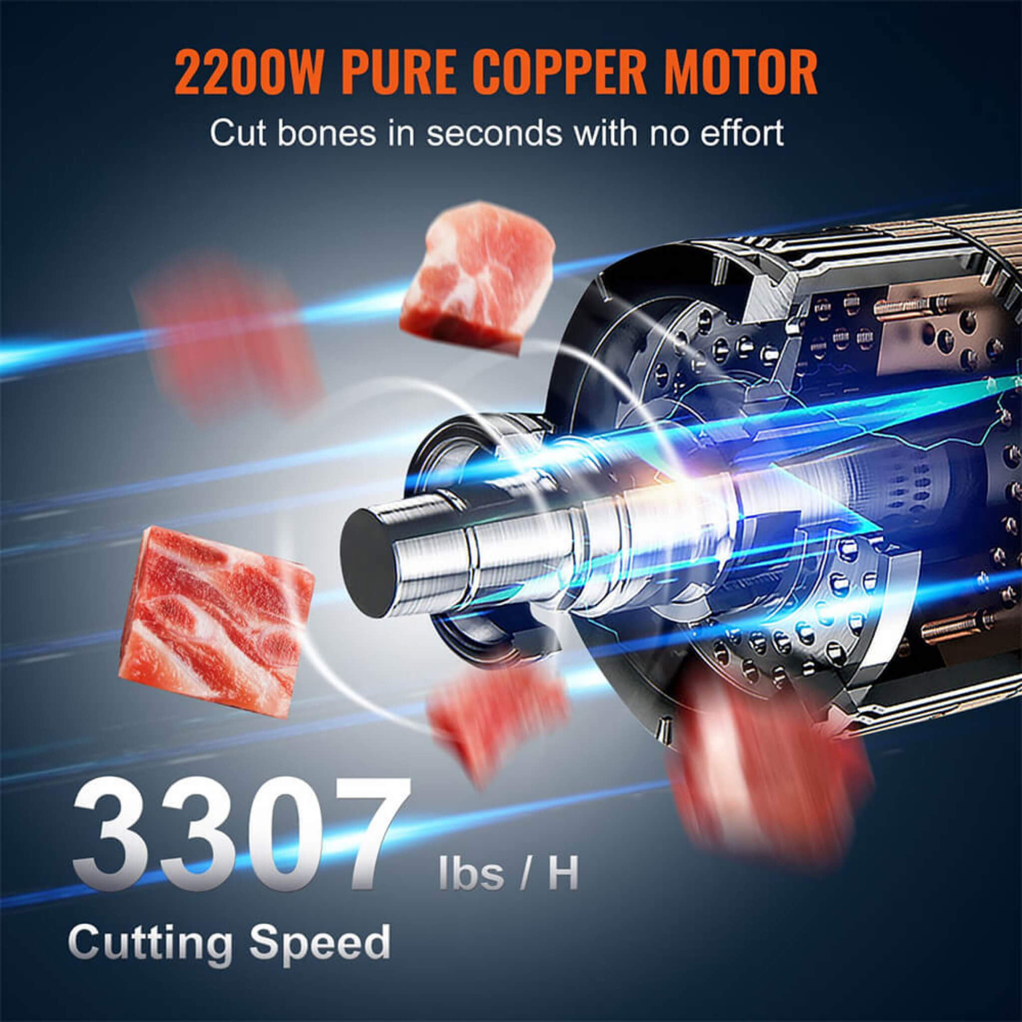 Heavy Duty Commercial Electric Meat Bone Saw Cutting Band Machine With 6 Saw Blades, 2200W