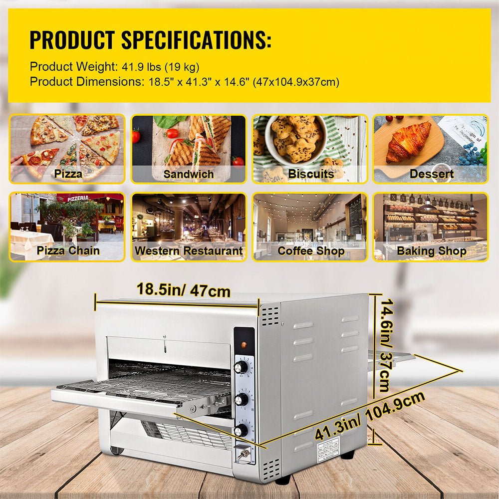 Heavy Duty Commercial Electric Portable Countertop Conveyor Pizza Oven, 14" (96124035)