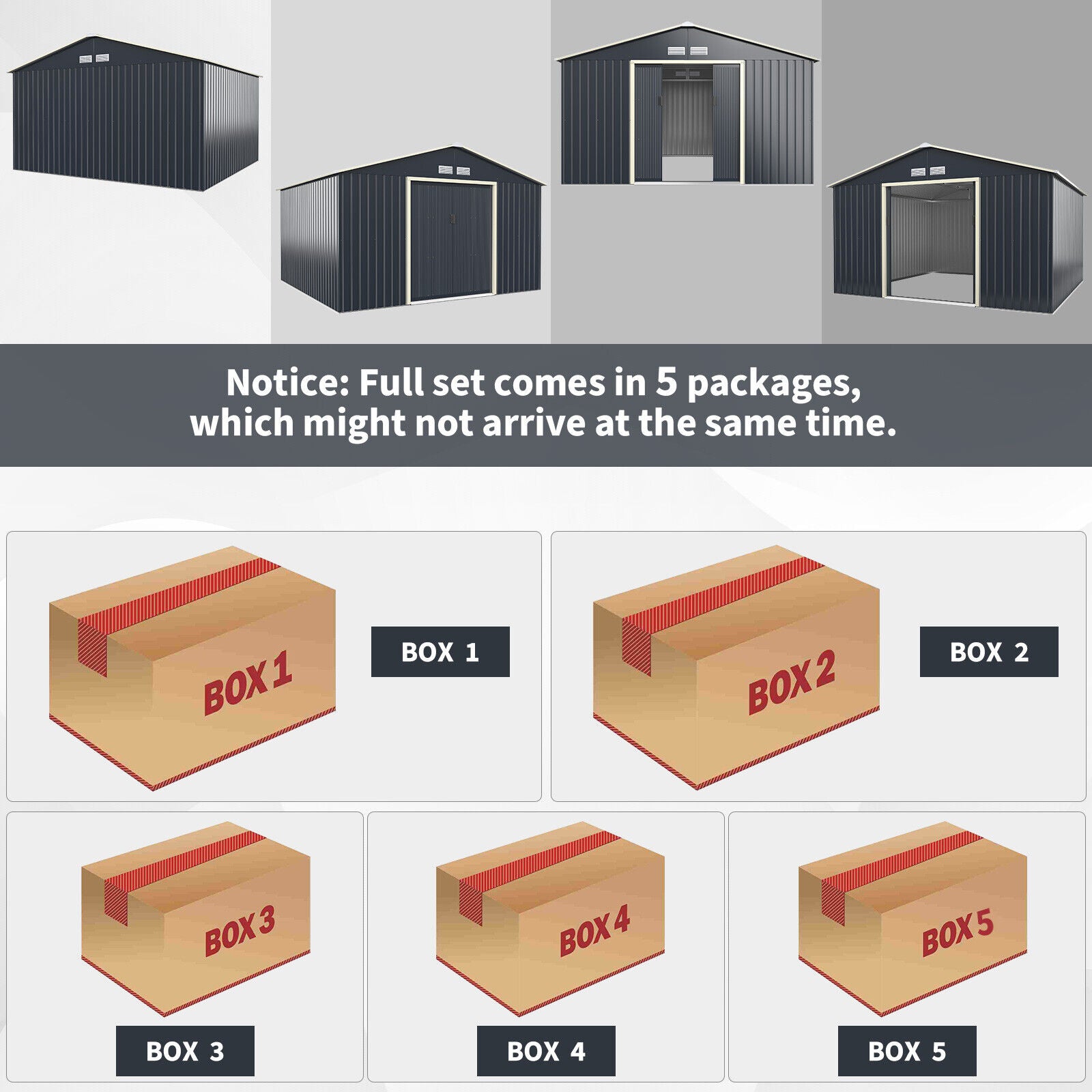 Heavy Duty Outdoor Metal Garden Tool Shed W/ Lockable Sliding Doors, 11' x 10' (95081295)