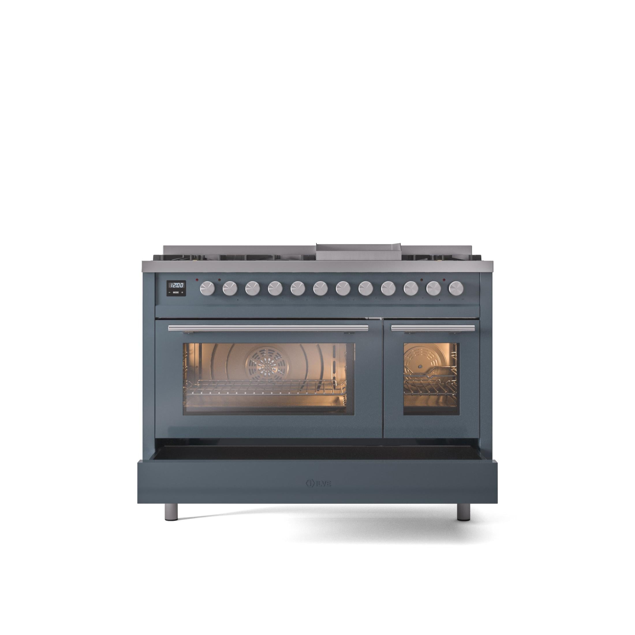 ILVE 48Inch Professional Plus II Freestanding Dual Fuel Range with 8 Sealed Burner UP48FWMP