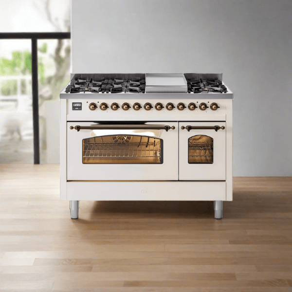 ILVE 48" Nostalgie II Series Freestanding Double Oven Dual Fuel Range