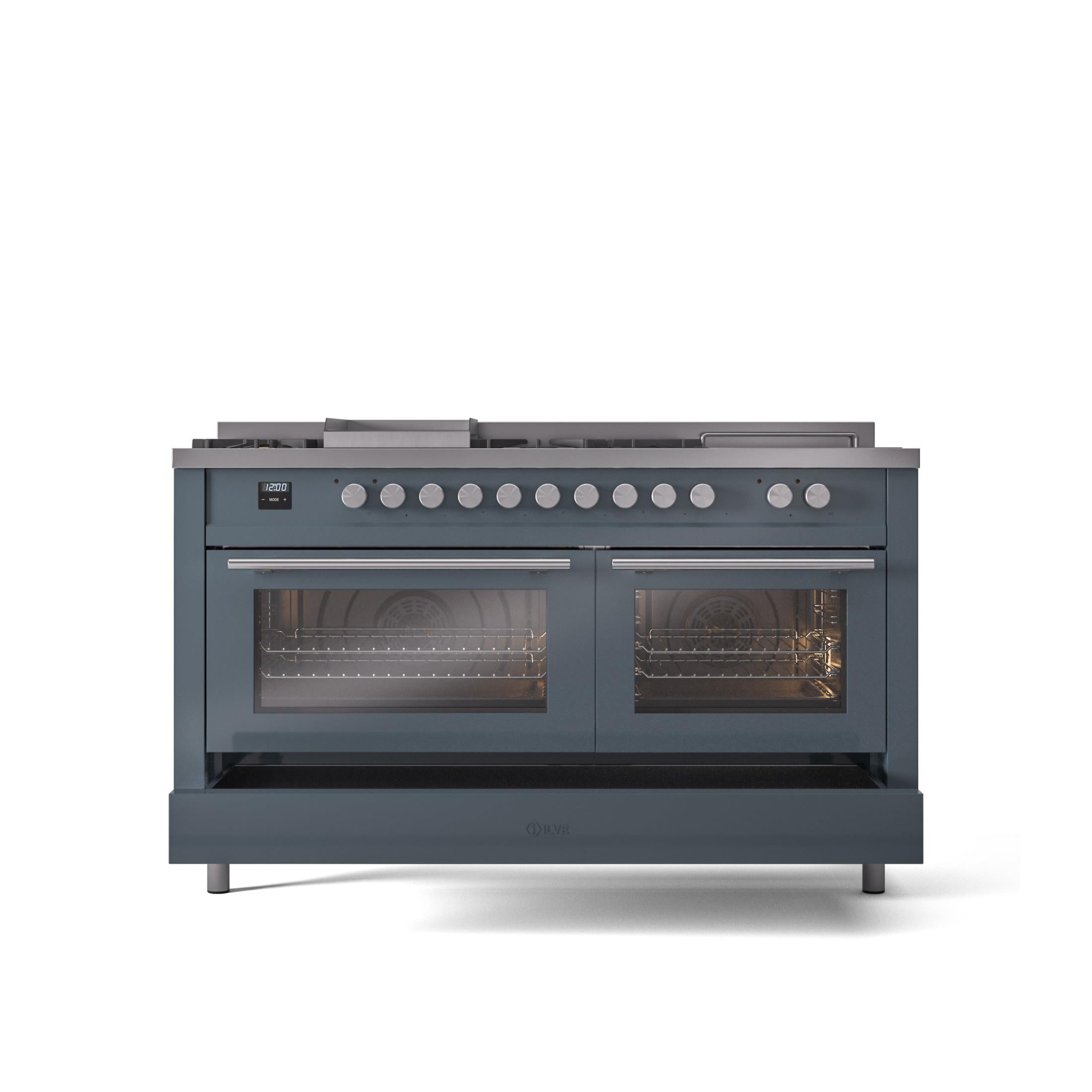 ILVE Professional Plus II 60 Inch Dual Fuel Freestanding Range in Stainless Steel with Trim UP60FSWMP