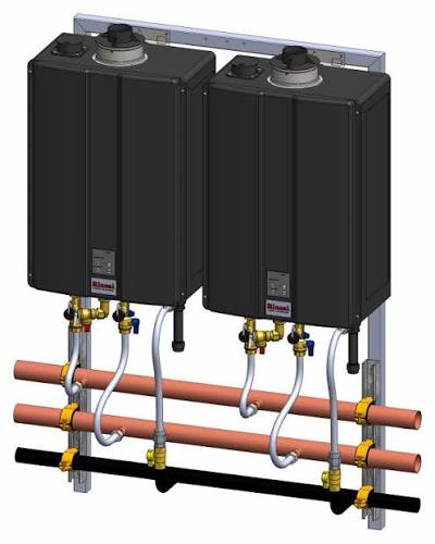 Rinnai TRW Commercial Wall Hanging Rack System (Propane) – Dual Unit, 22 GPM, 97% Efficiency