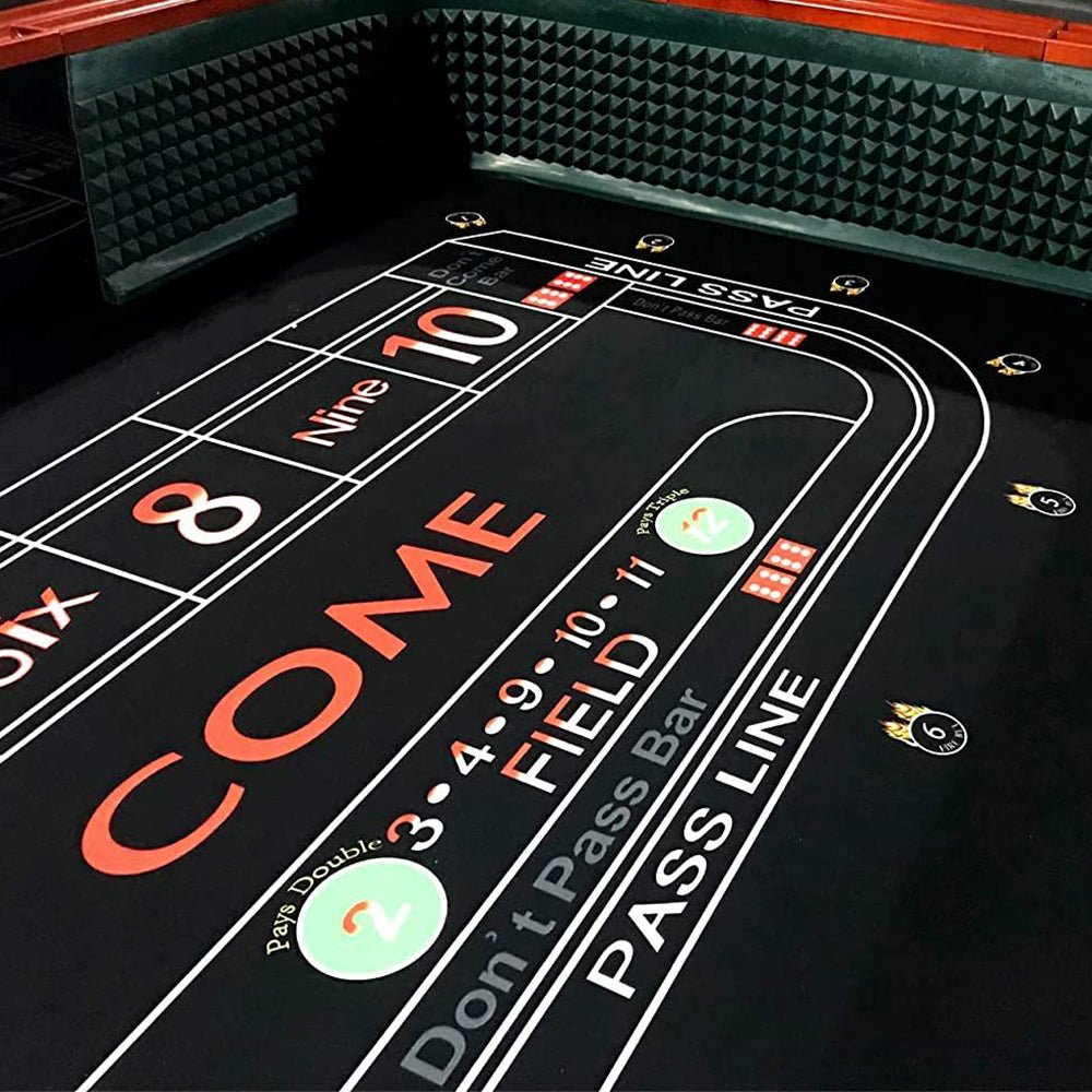 INO Premium Black Casino-Grade Deluxe Craps Dice Table With Diamond Rubber Bumper, 12FT (93816472)