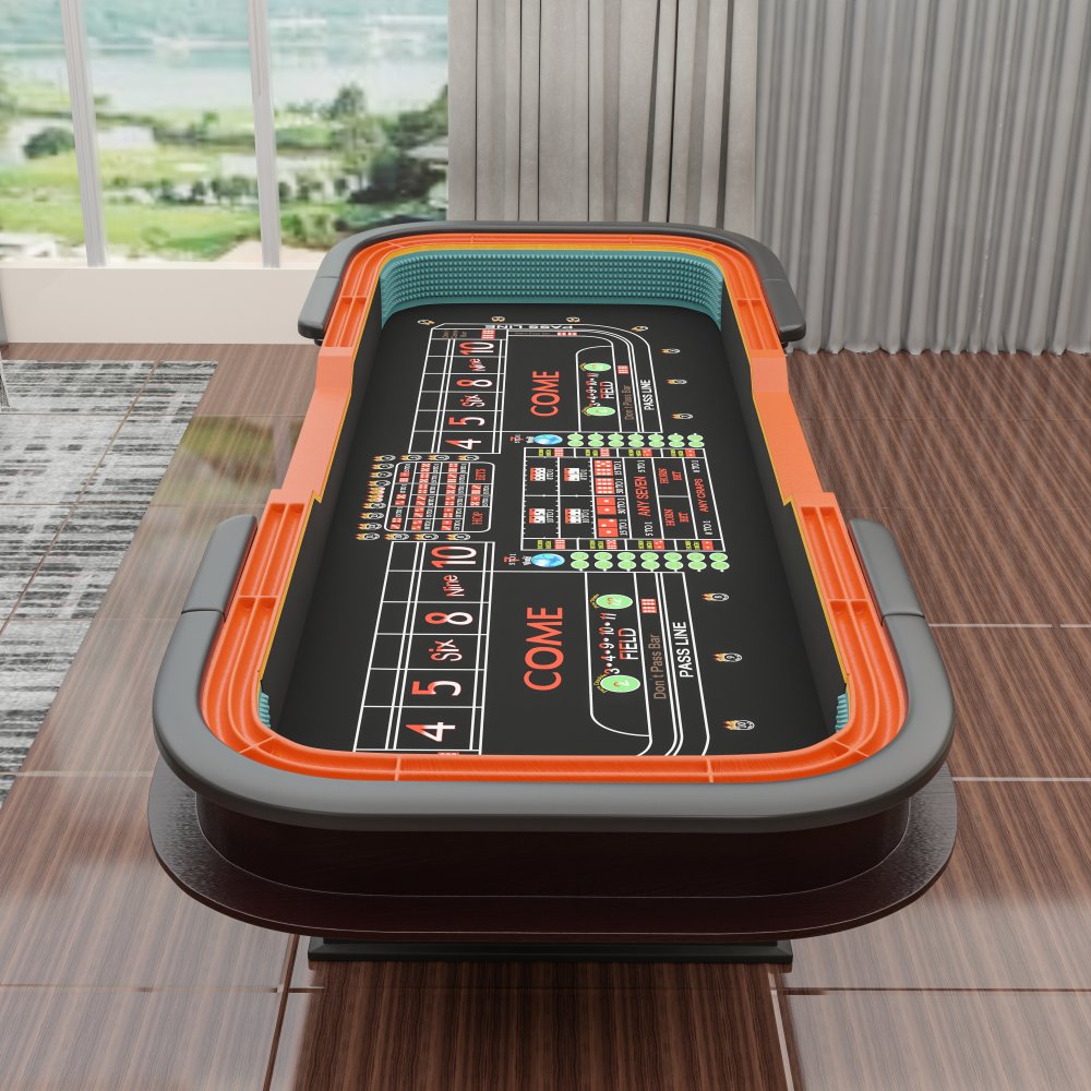 INO Premium Black Casino-Grade Deluxe Craps Dice Table With Diamond Rubber Bumper, 12FT (93816472)
