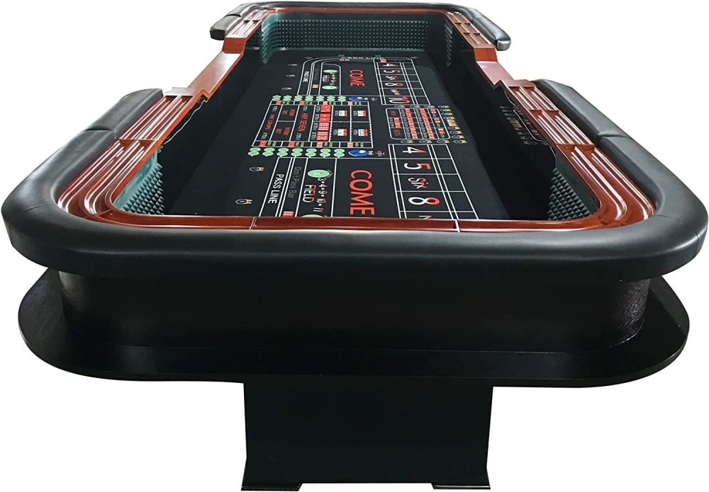 INO Premium Black Casino-Grade Deluxe Craps Dice Table With Diamond Rubber Bumper, 12FT (93816472)