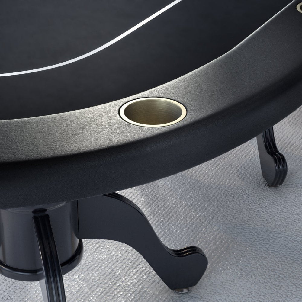 INO Premium Black Oval Poker Table With Curved Legs And DropBox, 96" (91724836)