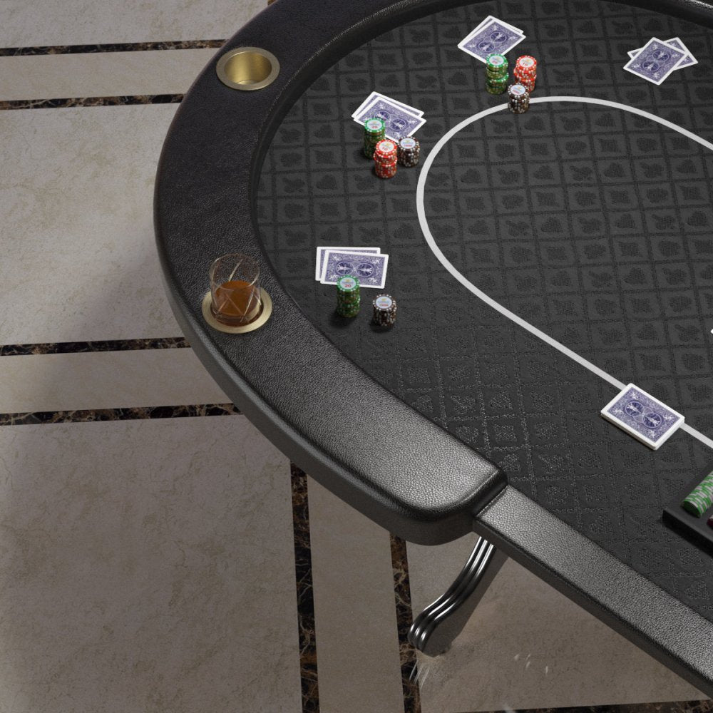 INO Premium Black Oval Poker Table With Curved Legs And DropBox, 96" (91724836)