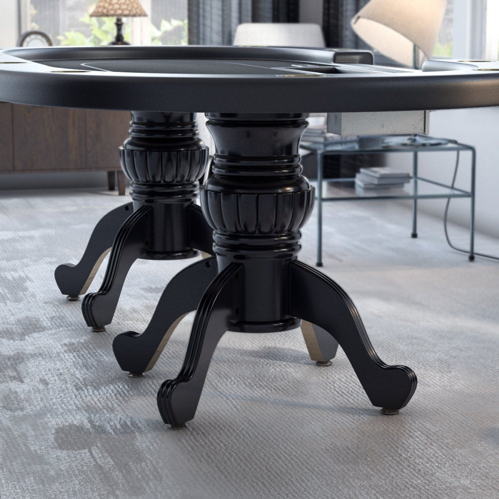 INO Premium Black Oval Poker Table With Curved Legs And DropBox, 96" (91724836)