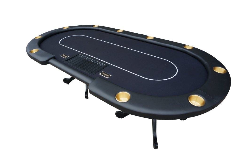 INO Premium Black Oval Poker Table With Curved Legs And DropBox, 96" (91724836)