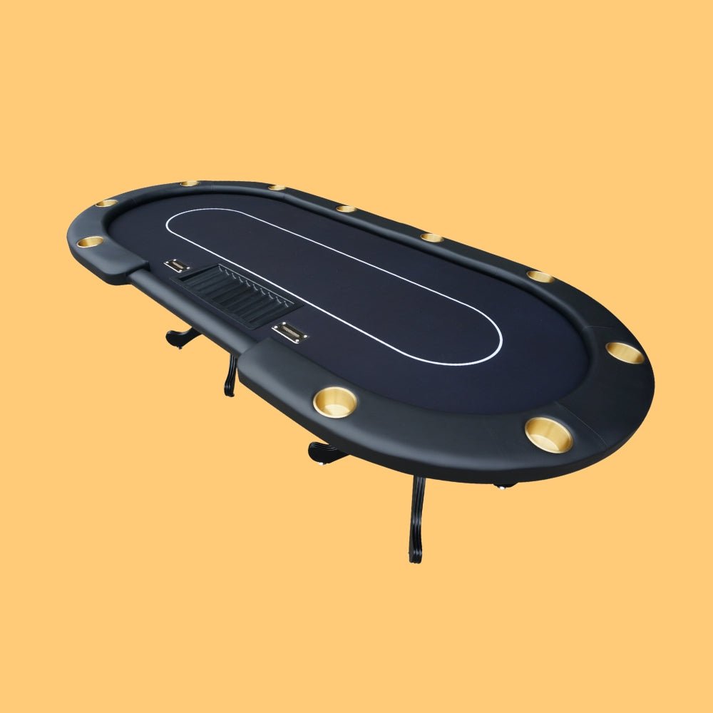INO Premium Black Oval Poker Table With Curved Legs And DropBox, 96" (91724836)