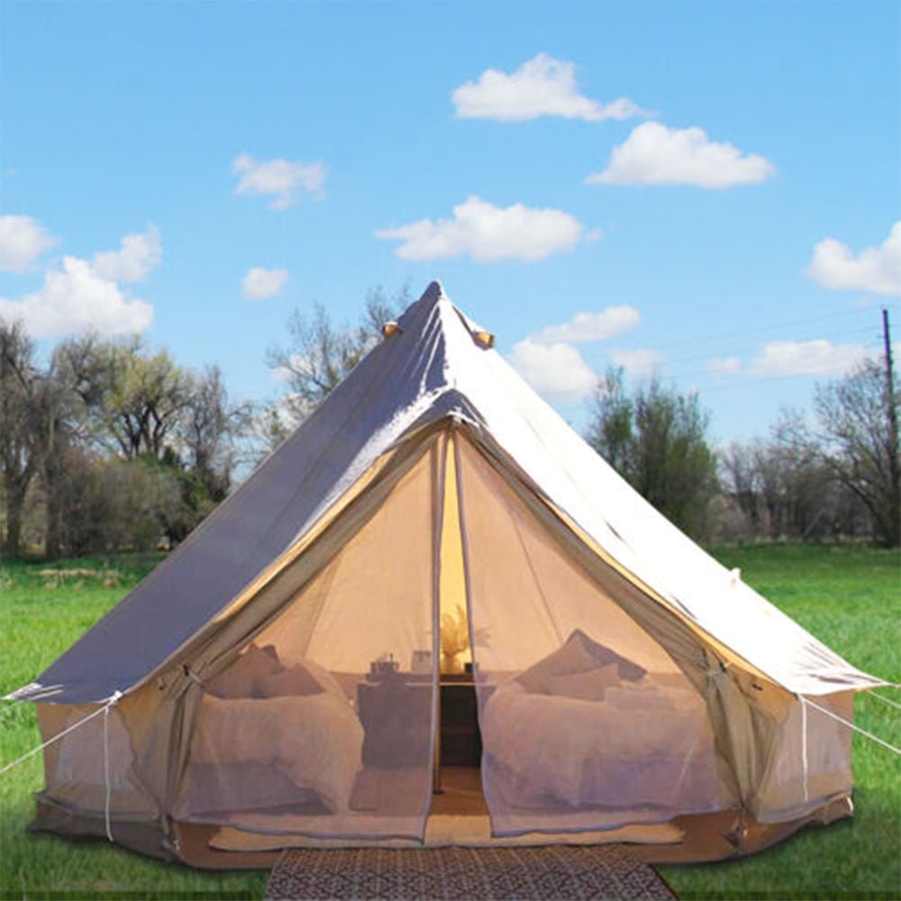 Large 10FT Outdoor Luxury Glamping Yurt Teepee Canvas Camping House W/ Stove Jack