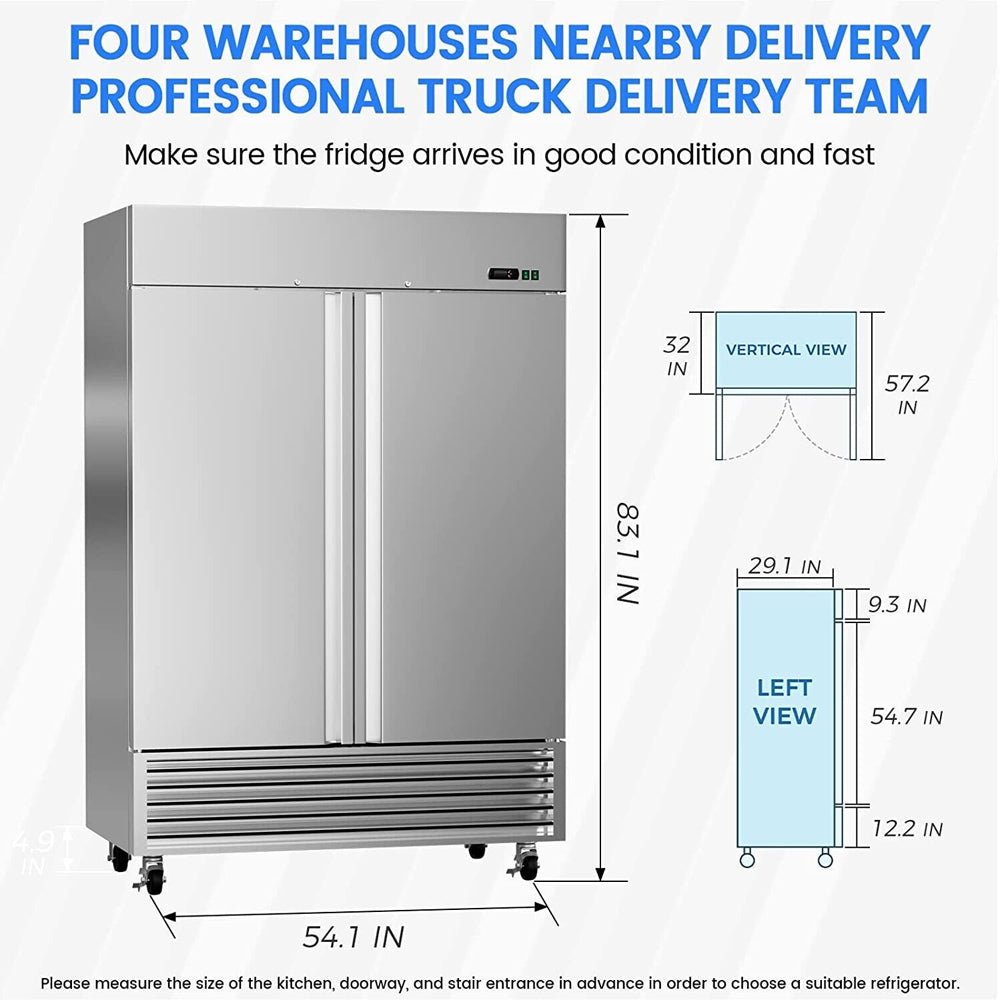 Large 49 Cu.Ft. Two Door Stainless Steel Commercial Industrial Restaurant Freezer, 54" (91857246)