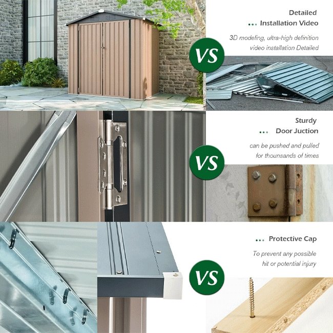 Large Heavy Duty Outdoor Metal Garden Tools Storage Utility Shed W/ Lockable Door, 8x10' (94172751)