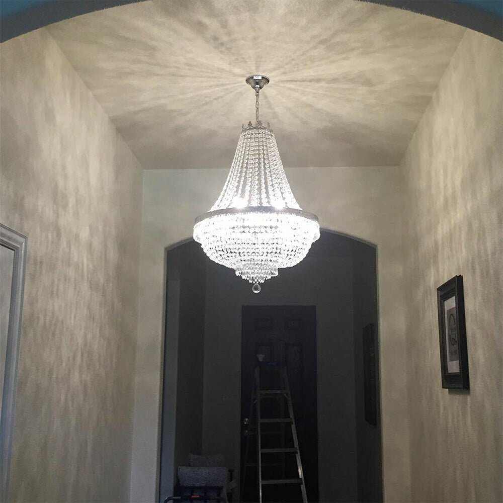 Large LED French Empire Crystal Chandelier Foyer Ceiling Light Lamp, 9 Lights