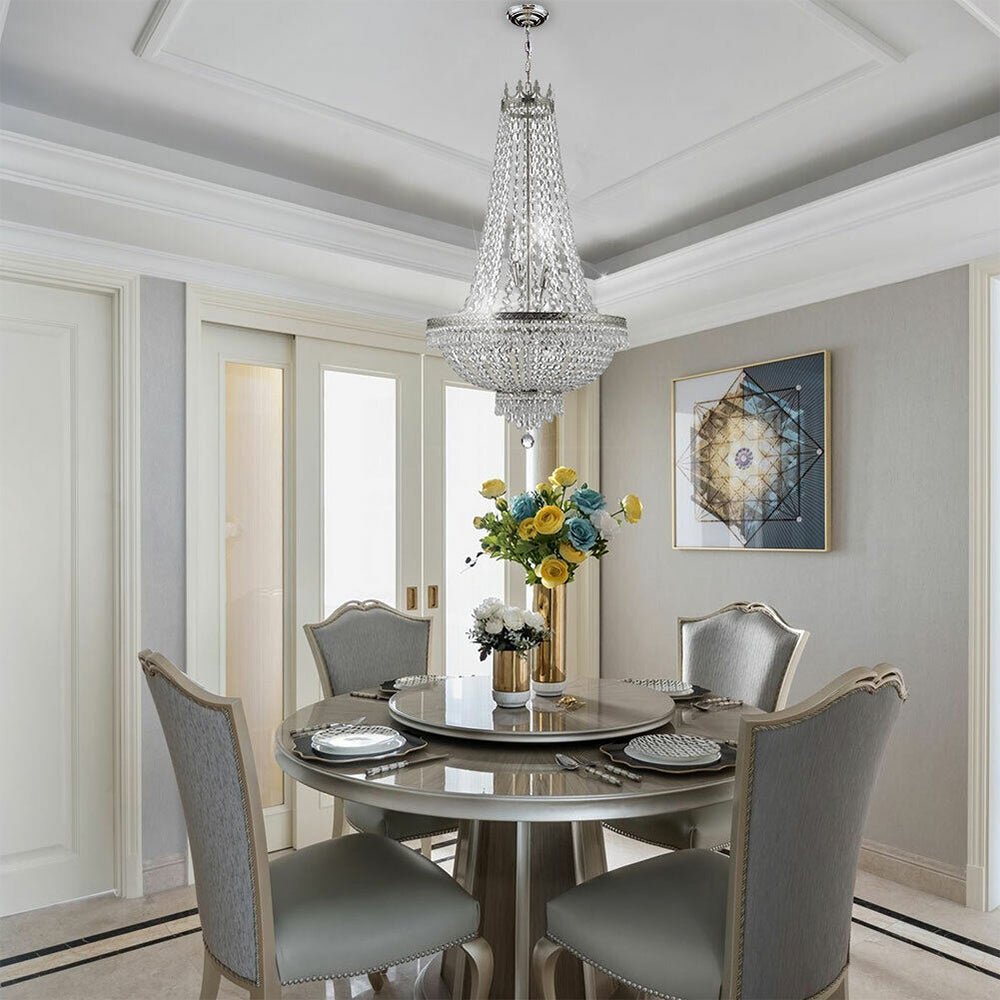 Large LED French Empire Crystal Chandelier Foyer Ceiling Light Lamp, 9 Lights