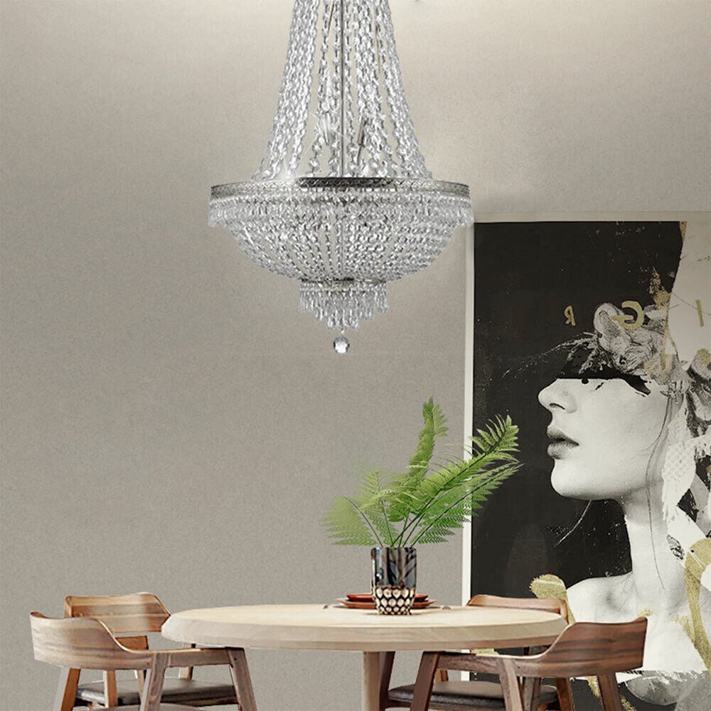 Large LED French Empire Crystal Chandelier Foyer Ceiling Light Lamp, 9 Lights