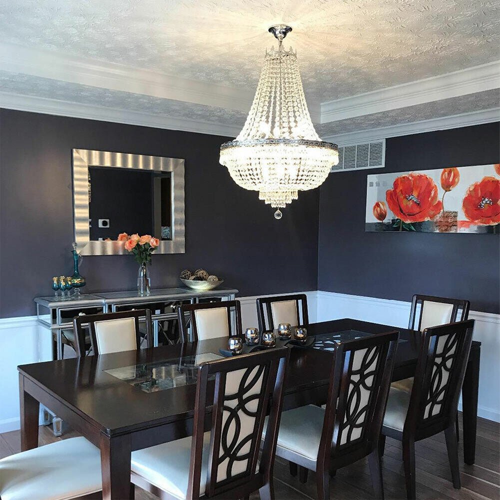 Large LED French Empire Crystal Chandelier Foyer Ceiling Light Lamp, 9 Lights