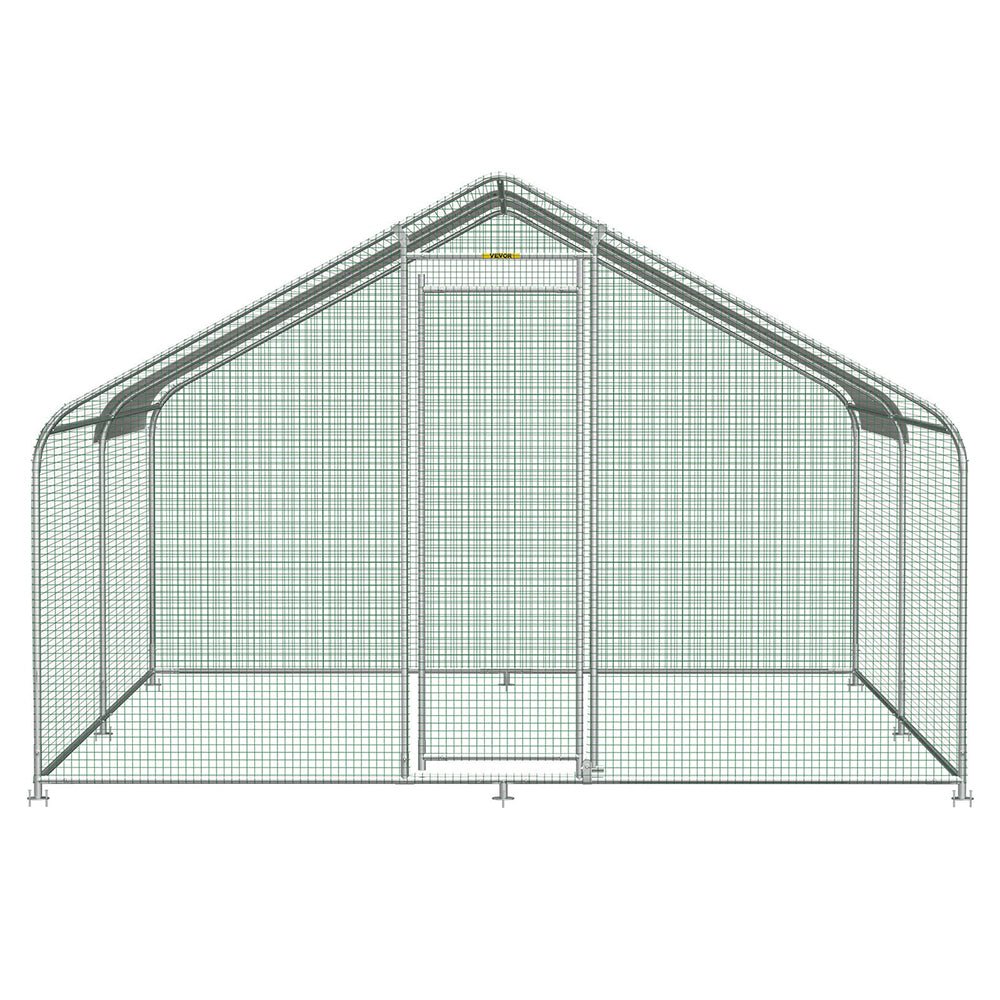Large Metal Walk-In Backyard Chicken Coop Run Hen House Cage, (12.8 x 9.8 x 6.5)'