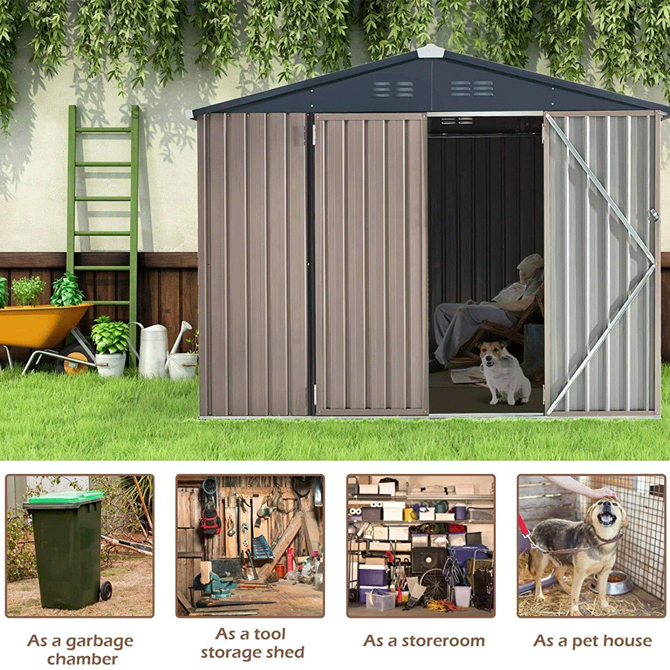 Large Outdoor Metal Hanover Storage Cabin House Shed, 6'x8'