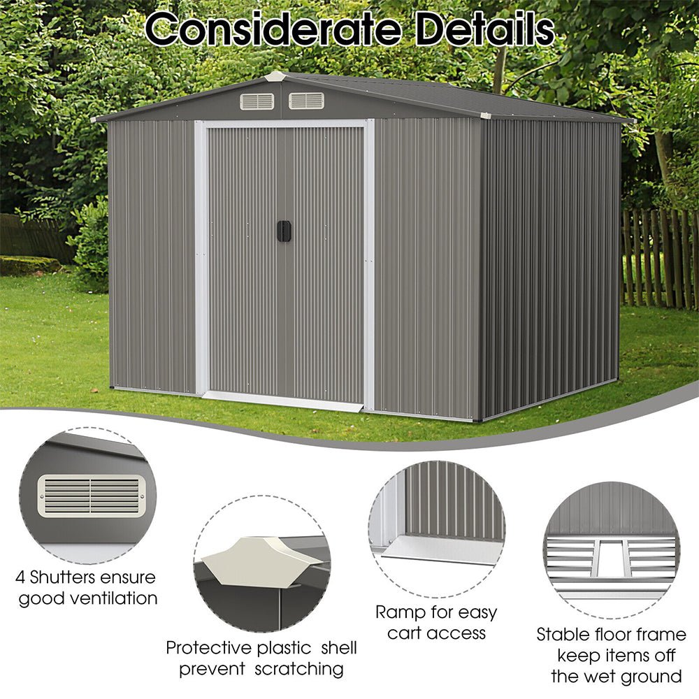 Premium Outdoor Steel Tool Storage Garden Backyard Shed, 8x6' (92674185)