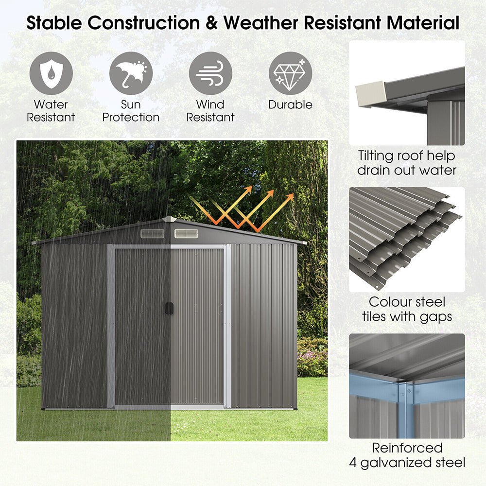Premium Outdoor Steel Tool Storage Garden Backyard Shed, 8x6' (92674185)