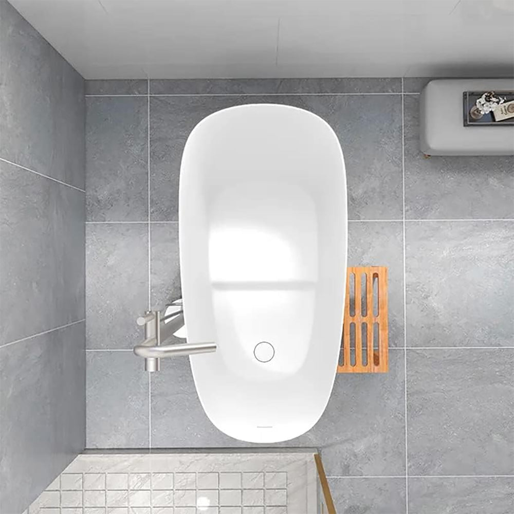 Luxury 47 Inch Freestanding Japanese-Styled Deep Stone Soaking Bathtub Resin, White (92657314)