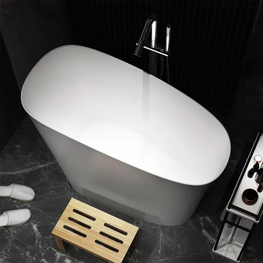 Luxury 47 Inch Freestanding Japanese-Styled Deep Stone Soaking Bathtub Resin, White (92657314)
