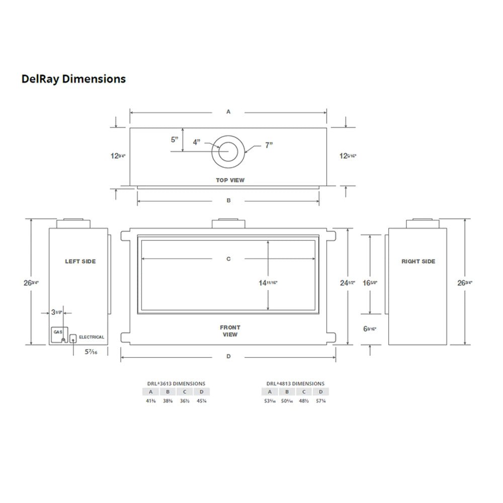 Montigo Delray 36 Inch Full Load Direct Vent Linear Fireplace, Natural Gas (DRL3613NI-2)