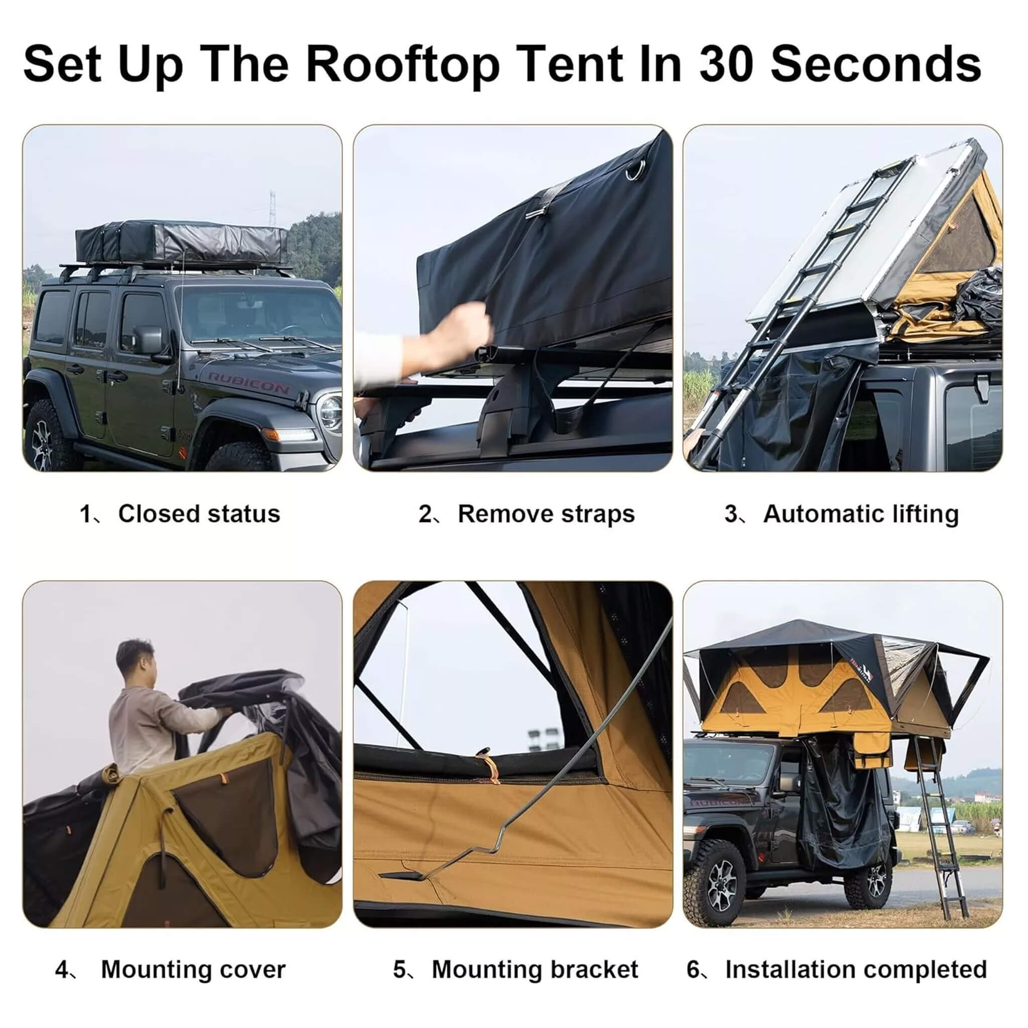 Naturnest Andromeda Khaki Soft Shell Rooftop Tent With Large Panoramic Skylight & YKK Doors (SAK72384)