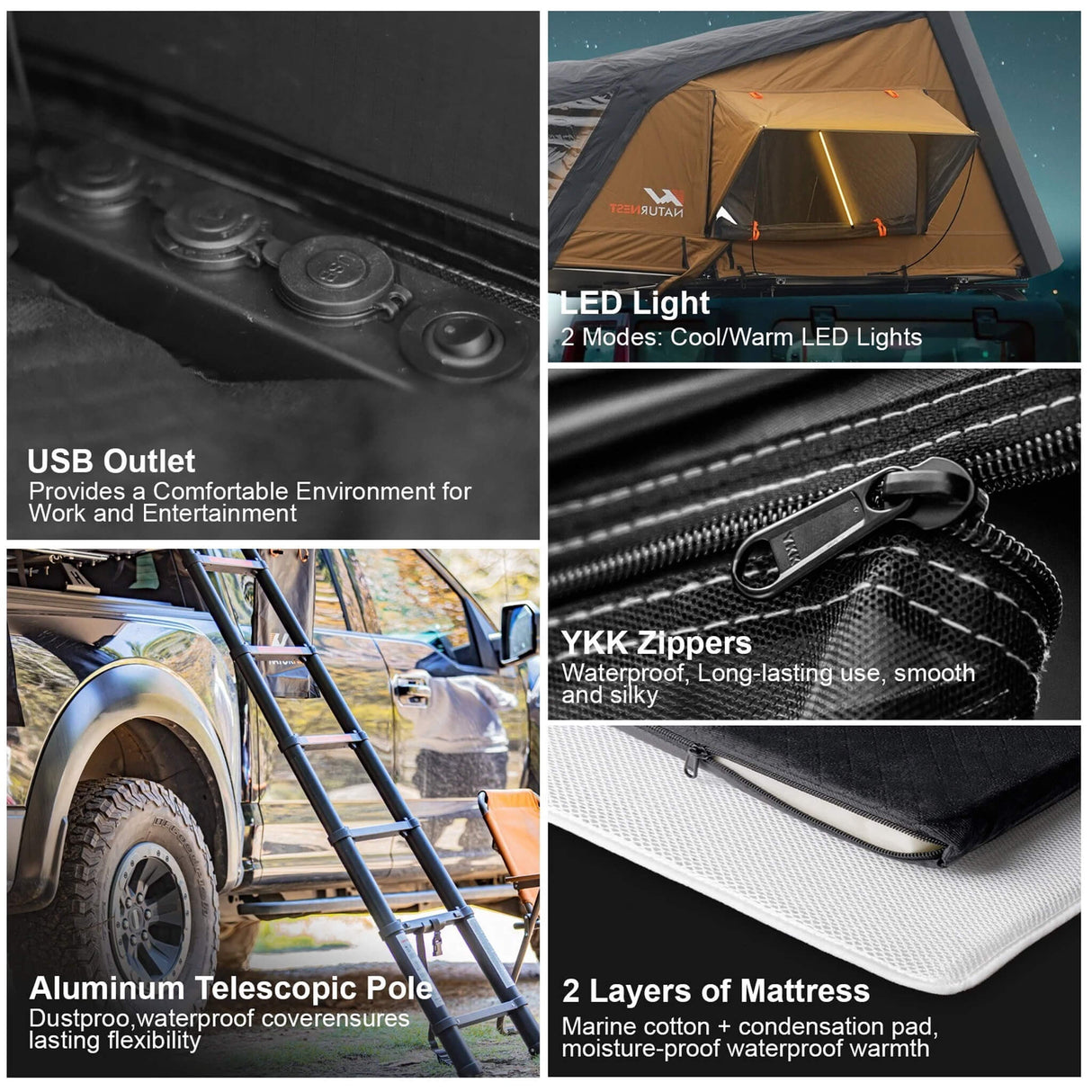 Naturnest Sirius 3 Premium 2XL 3-Person Clamshell Roof Top Tent (SAK62917)