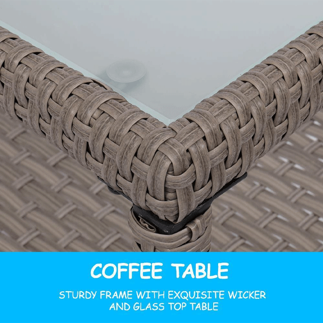 Outdoor Rattan Wicker Furniture Set W/ Sofas, Ottomans & Coffee Tables, 9PCS