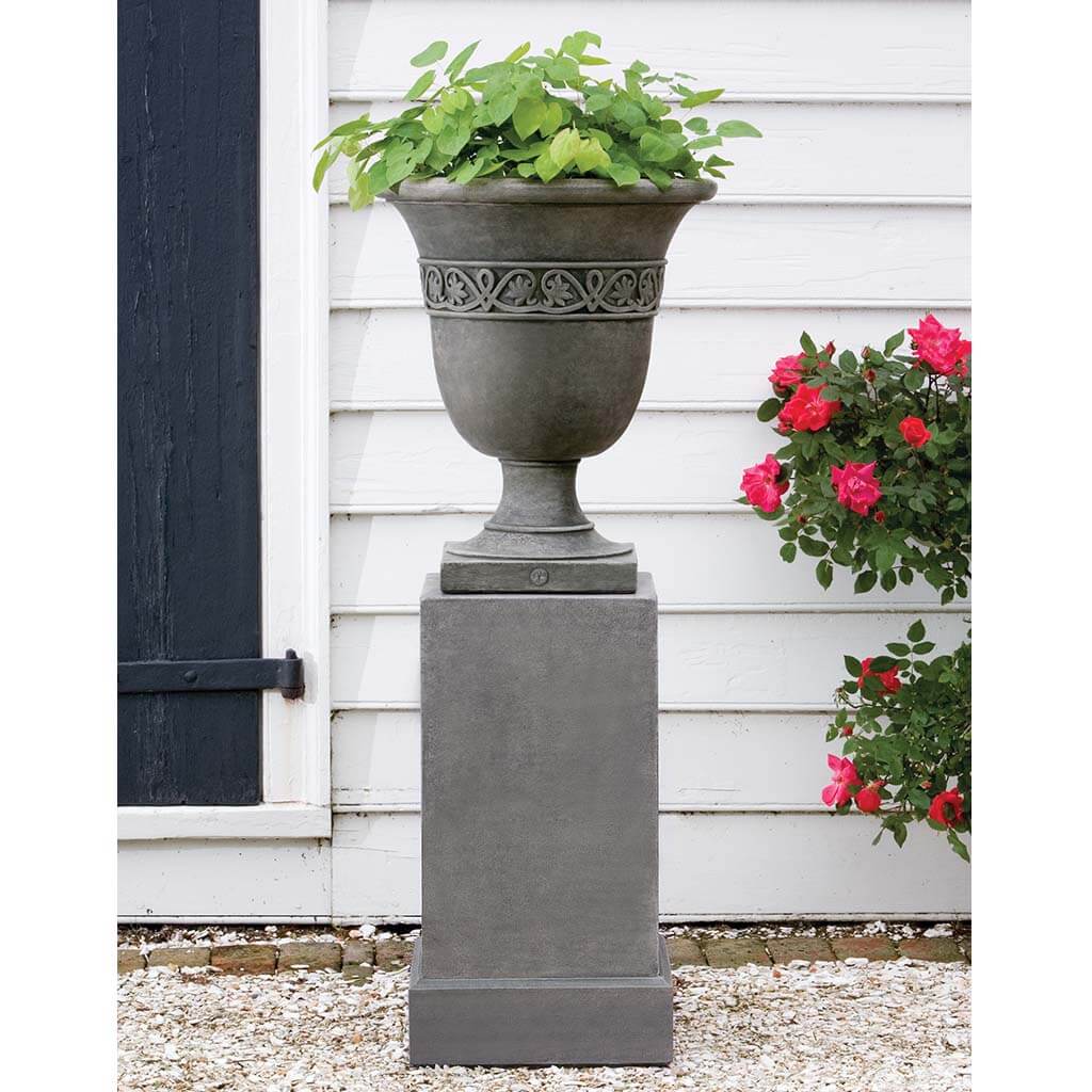 Campania Wburg Strapwork Leaf Urn w/ Classic Tall Pedestal - PPD-457