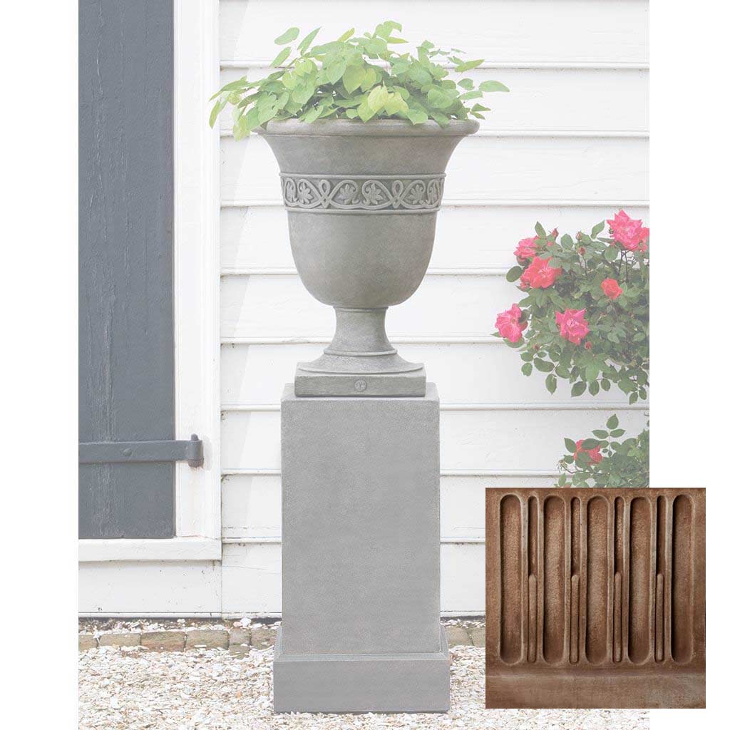 Campania Wburg Strapwork Leaf Urn w/ Classic Tall Pedestal - PPD-457