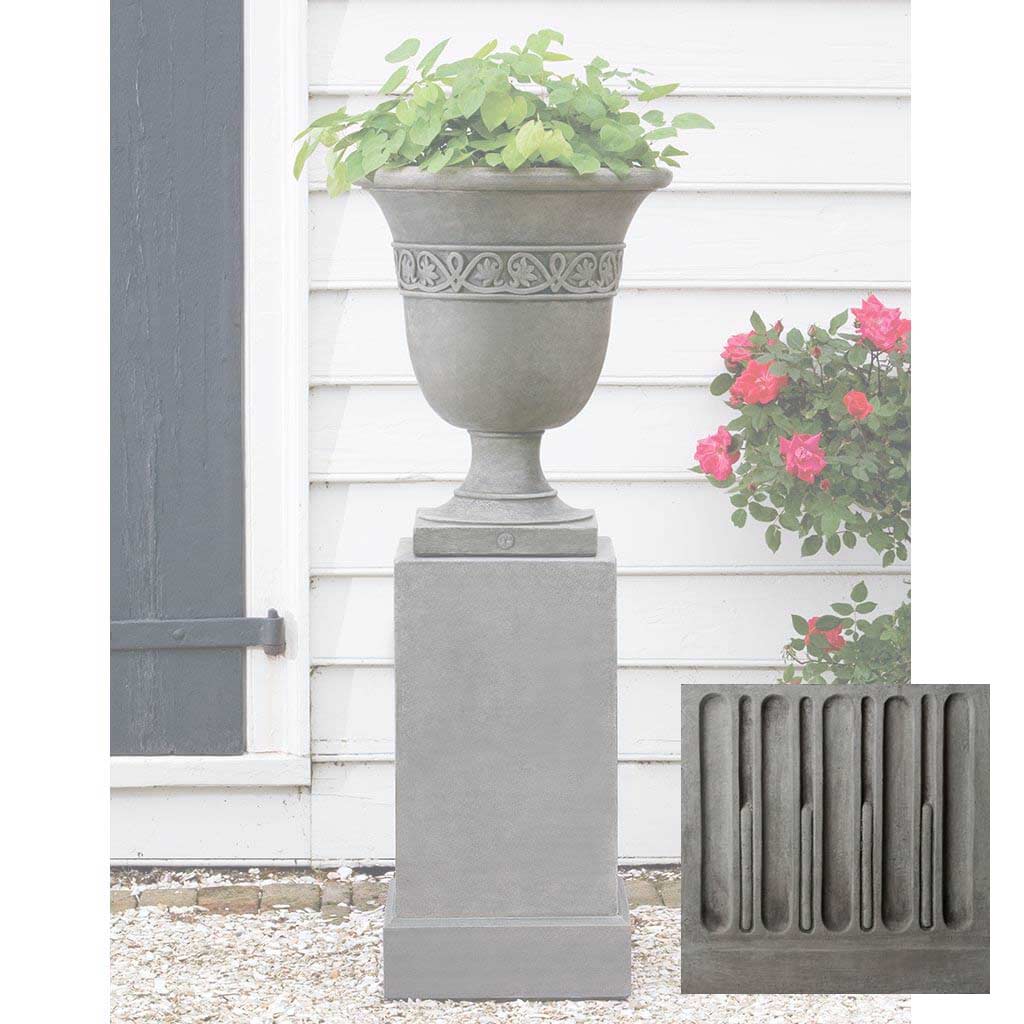 Campania Wburg Strapwork Leaf Urn w/ Classic Tall Pedestal - PPD-457