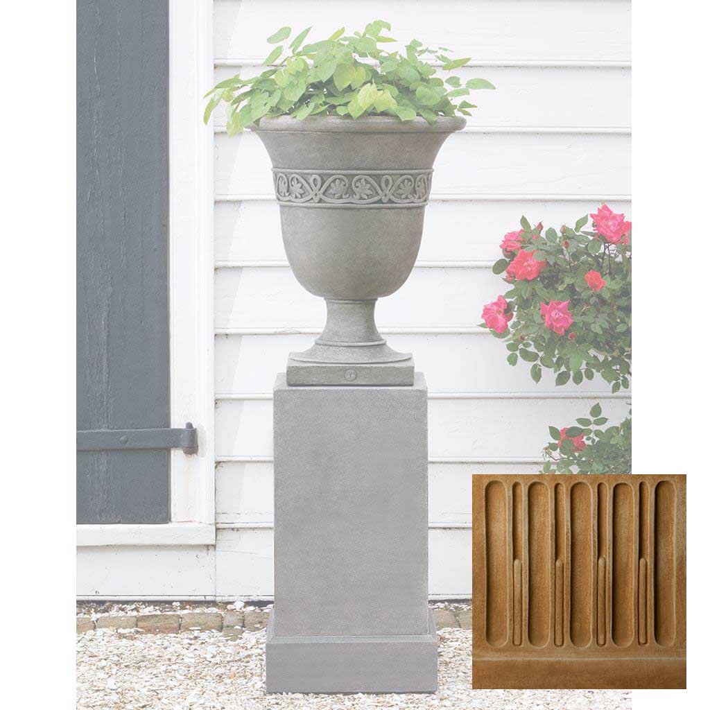 Campania Wburg Strapwork Leaf Urn w/ Classic Tall Pedestal - PPD-457