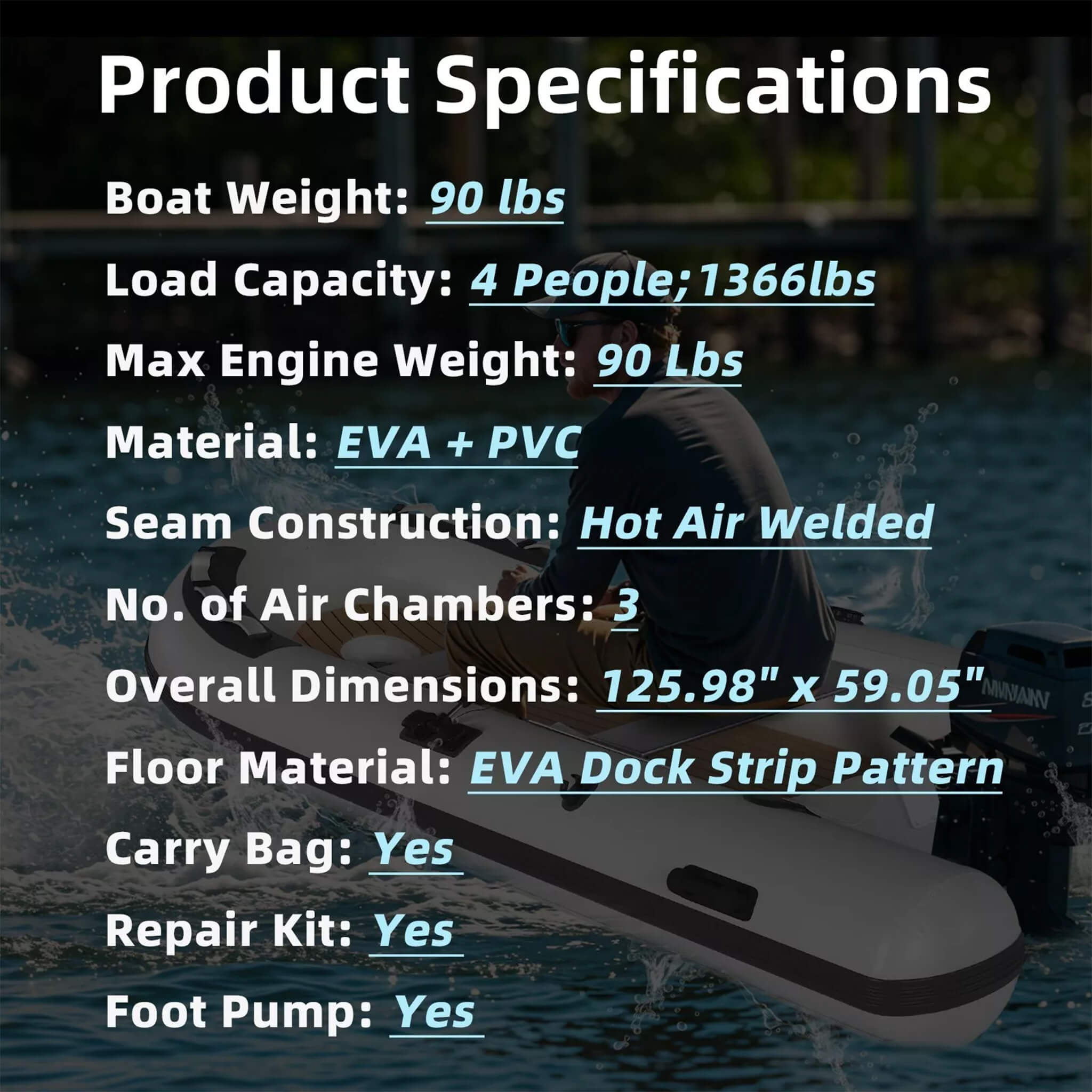 Portable Inflatable Dinghy Boat Kit With Accessories