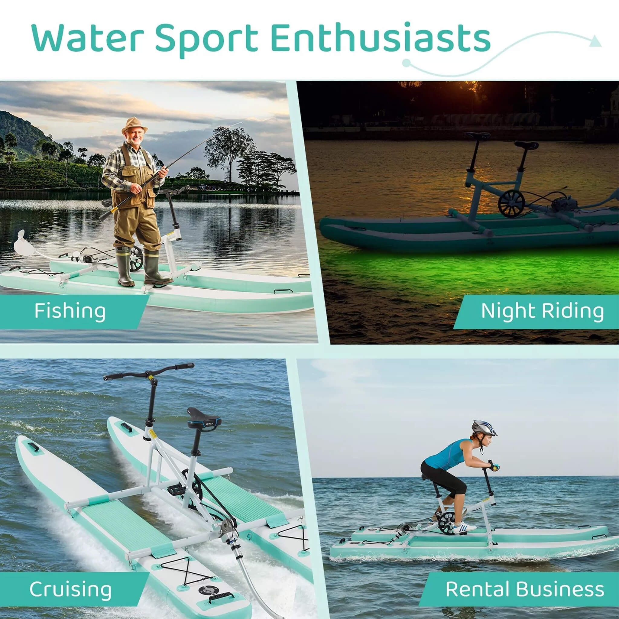 Portable Inflatable Water Marine Pedal Water Bike Kit With Accessories