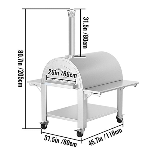 Portable Outdoor Stainless Steel Wood Fired Pizza Oven, 46'' (97246584)