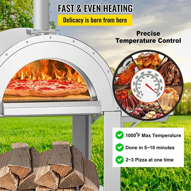 Portable Outdoor Stainless Steel Wood Fired Pizza Oven, 46'' (97246584)