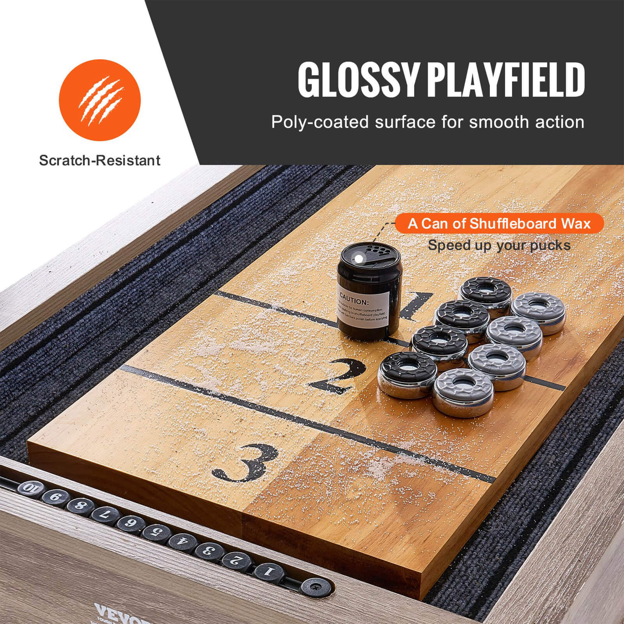 Premium 2-In-1 Shuffleboard Game Table Set With Bowling Combo