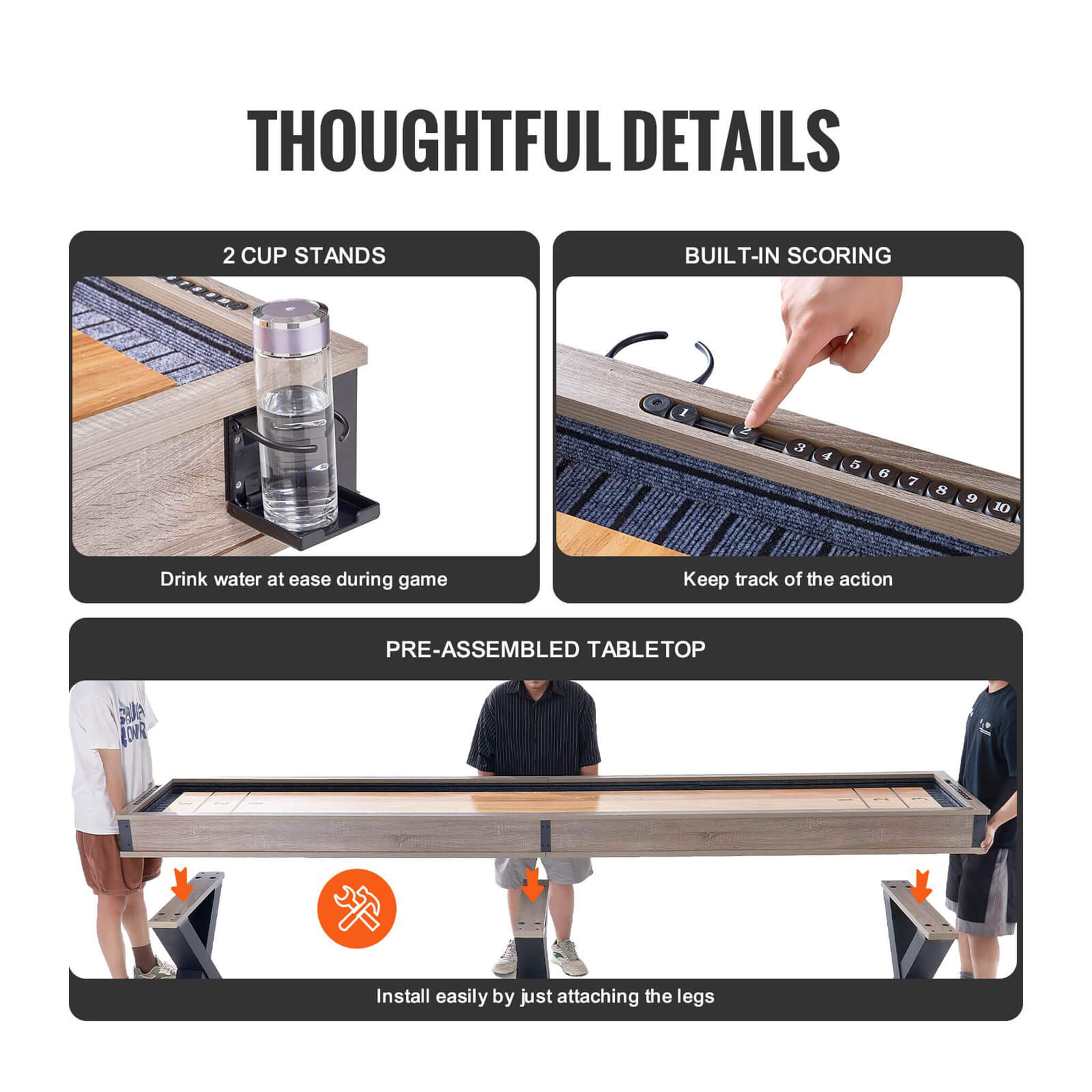 Premium 2-In-1 Shuffleboard Game Table Set With Bowling Combo