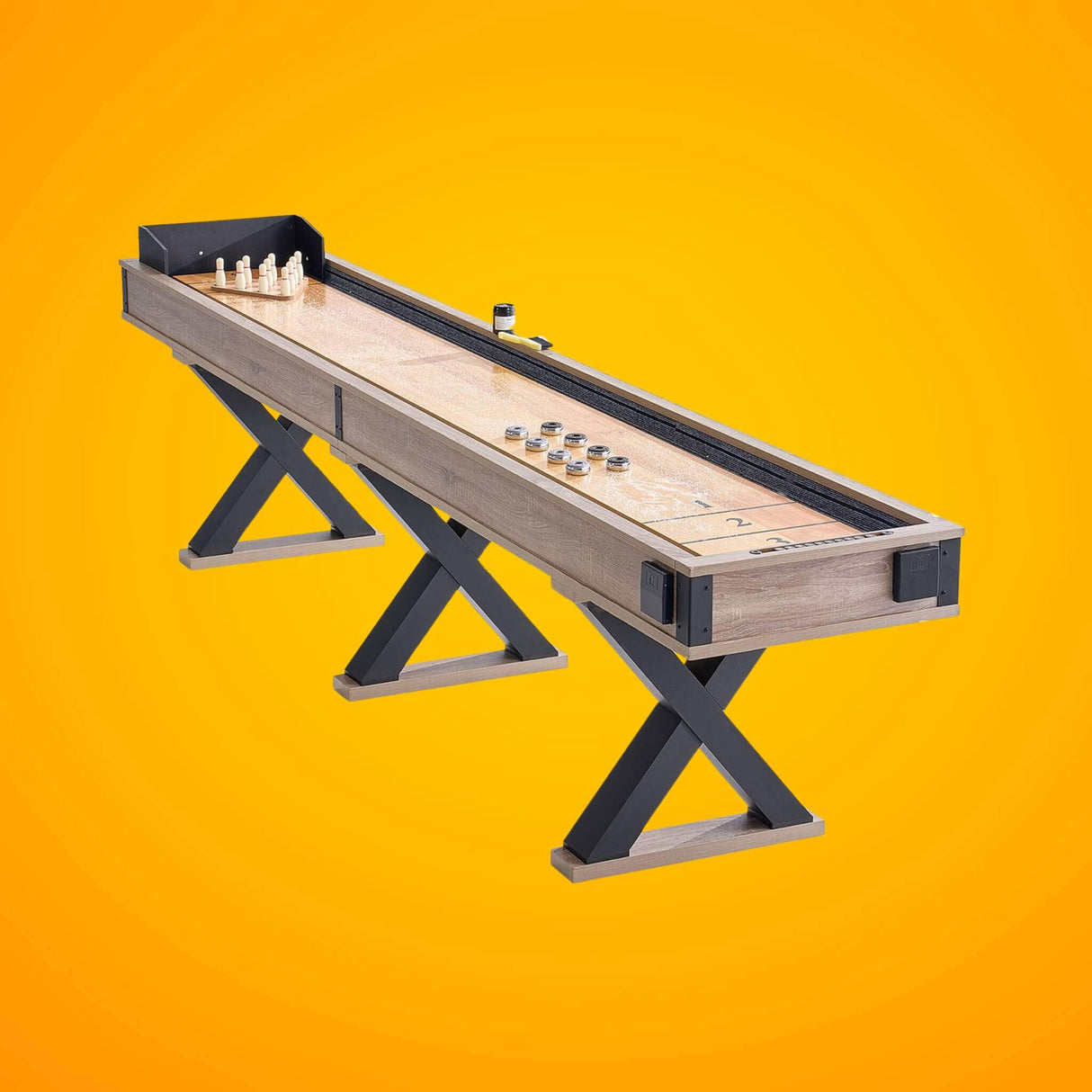 Premium 2-In-1 Shuffleboard Game Table Set With Bowling Combo