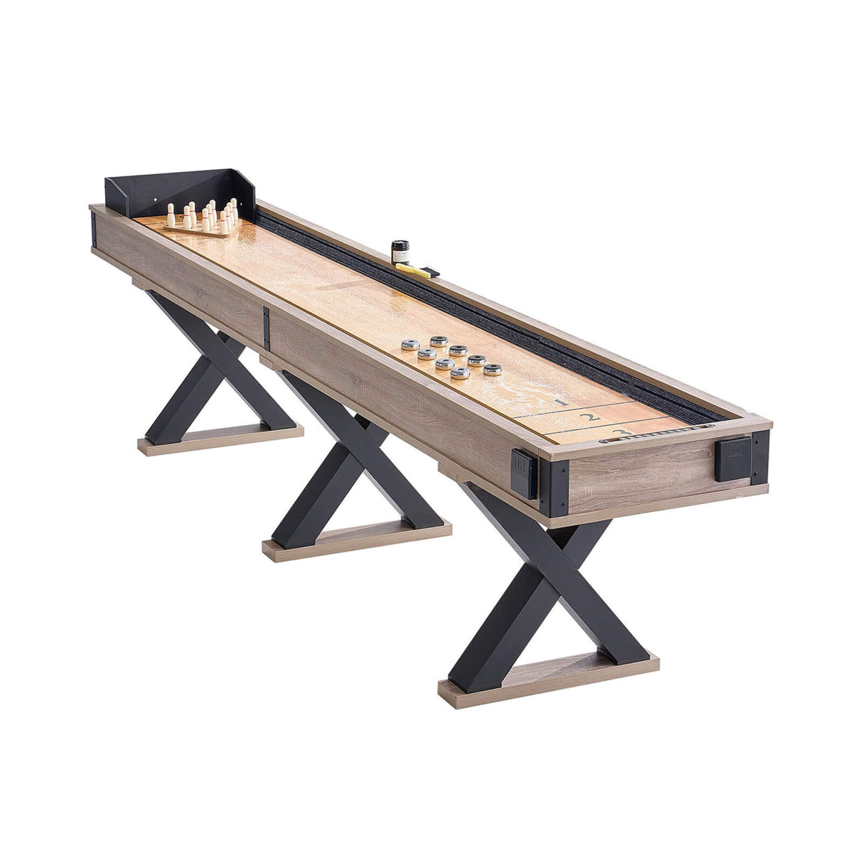Premium 2-In-1 Shuffleboard Game Table Set With Bowling Combo