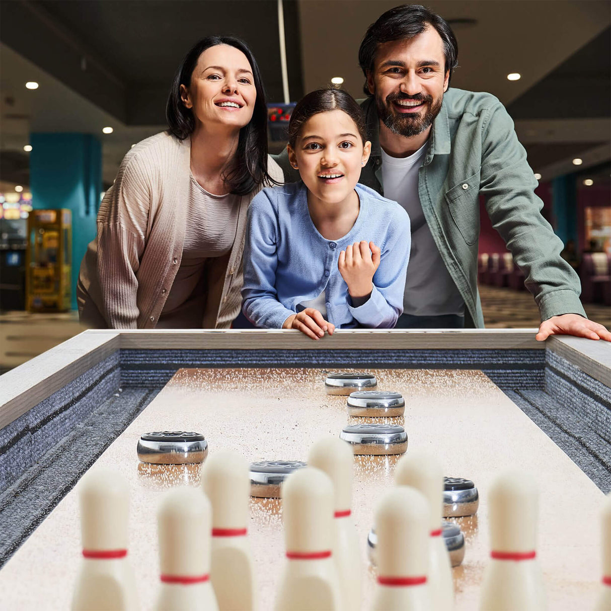 Premium 2-In-1 Shuffleboard Game Table Set With Bowling Combo