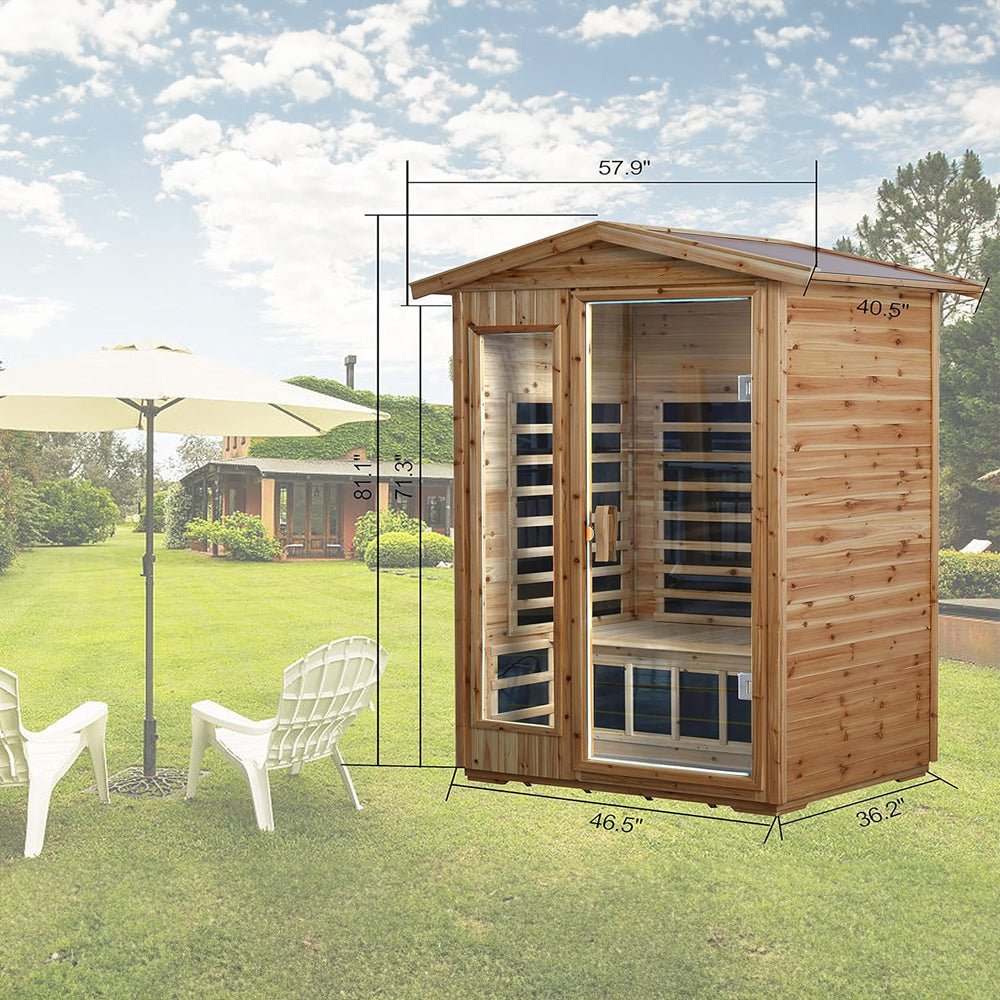 Premium 2-Person Indoor Outdoor Low EMF FAR-Infrared Hemlock Wood Personal Home Sauna Spa, 1750W (93728461)