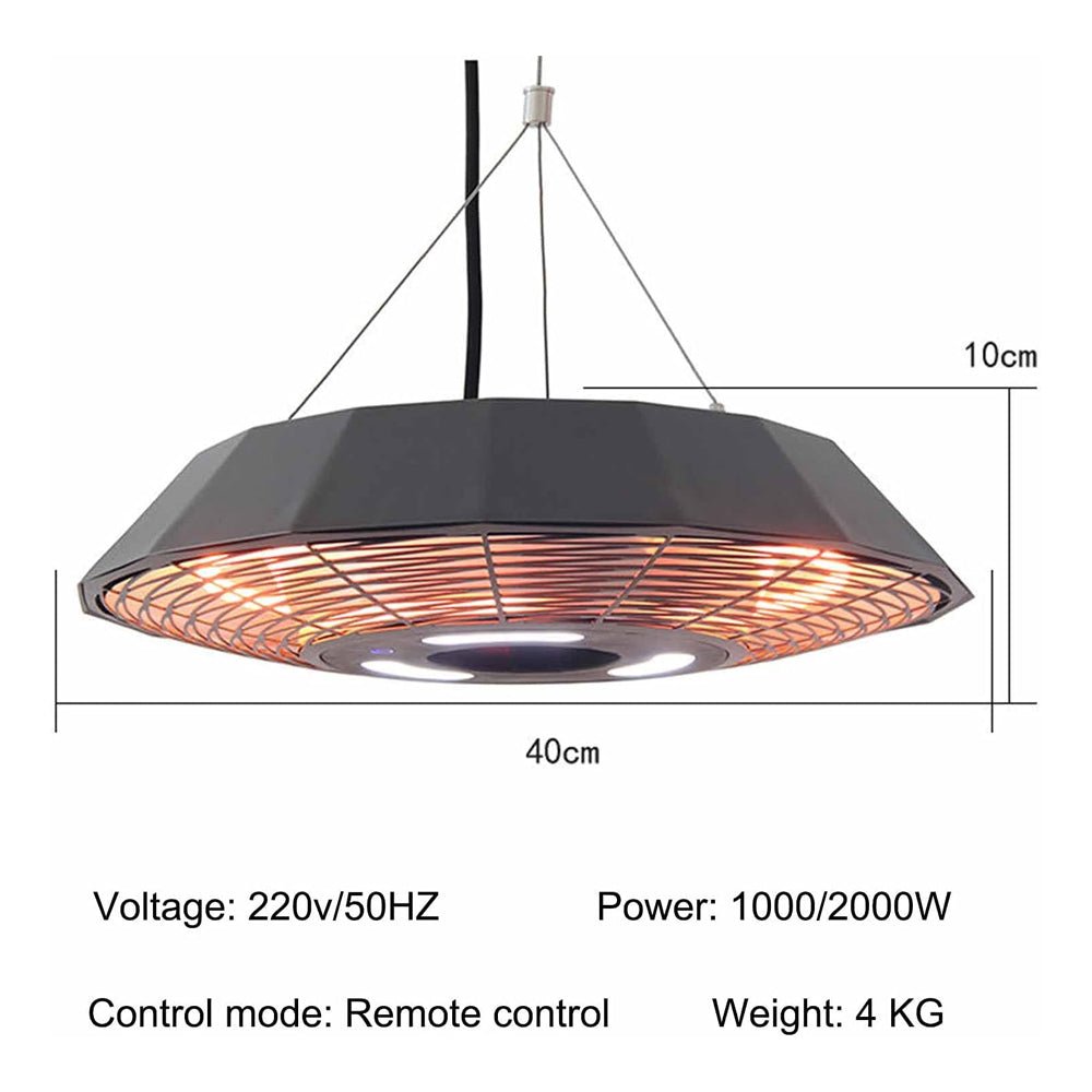 Premium 2000W Electric Outdoor Patio Hanging Infrared Heater With LED Light (97516842)